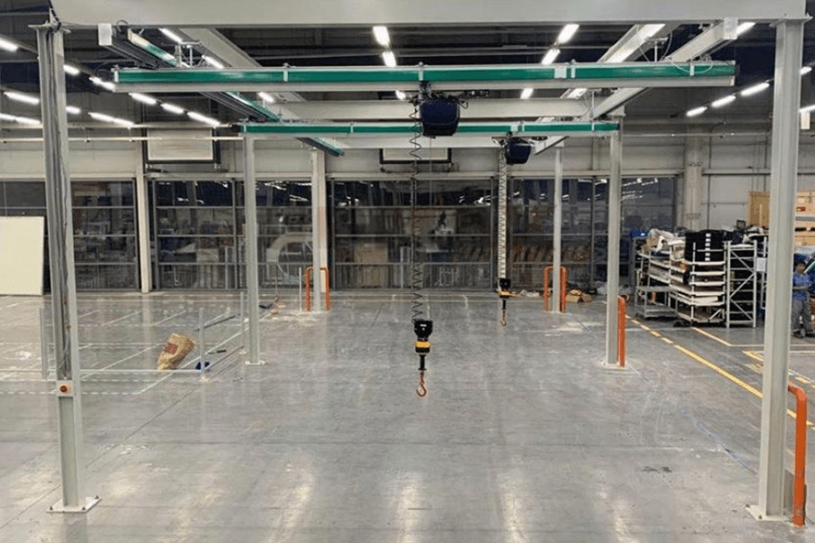 Aluminum Alloy Free Standing Workstation Single Girder Bridge Crane
