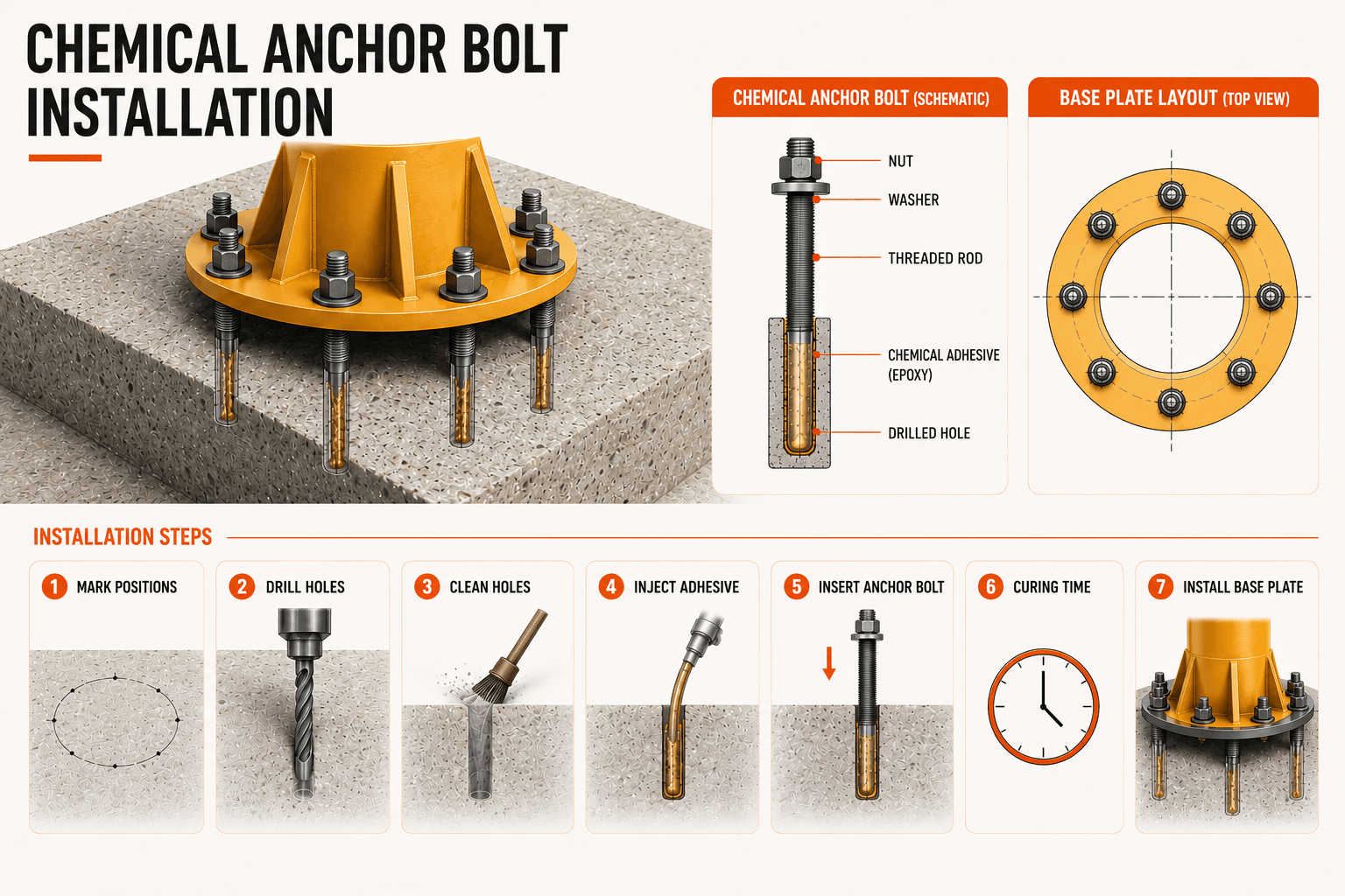 Freestanding Jib Crane Installation Chemical Anchor Bolt Installation