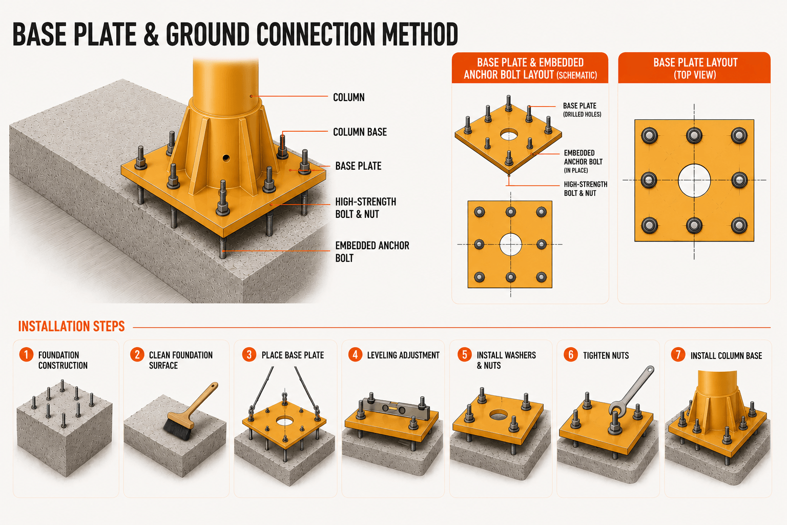Freestanding Jib Crane Installation Large Base Plate Installation
